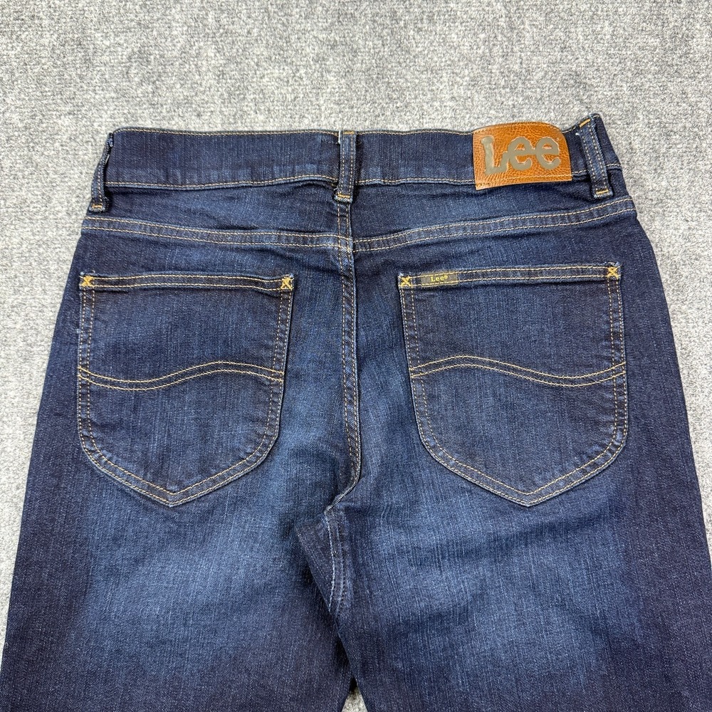 Lee Mens Slim Straight Denim Jeans Size 32x30 Comfort Stretch Blue Gusseted - Picture 6 of 12